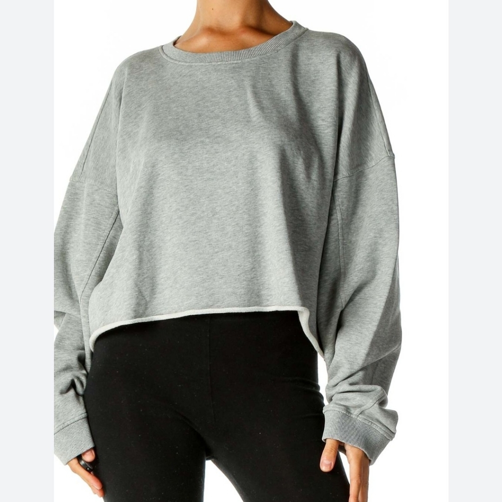 NWOT DSTLD crop gray pullover sweatshirt M